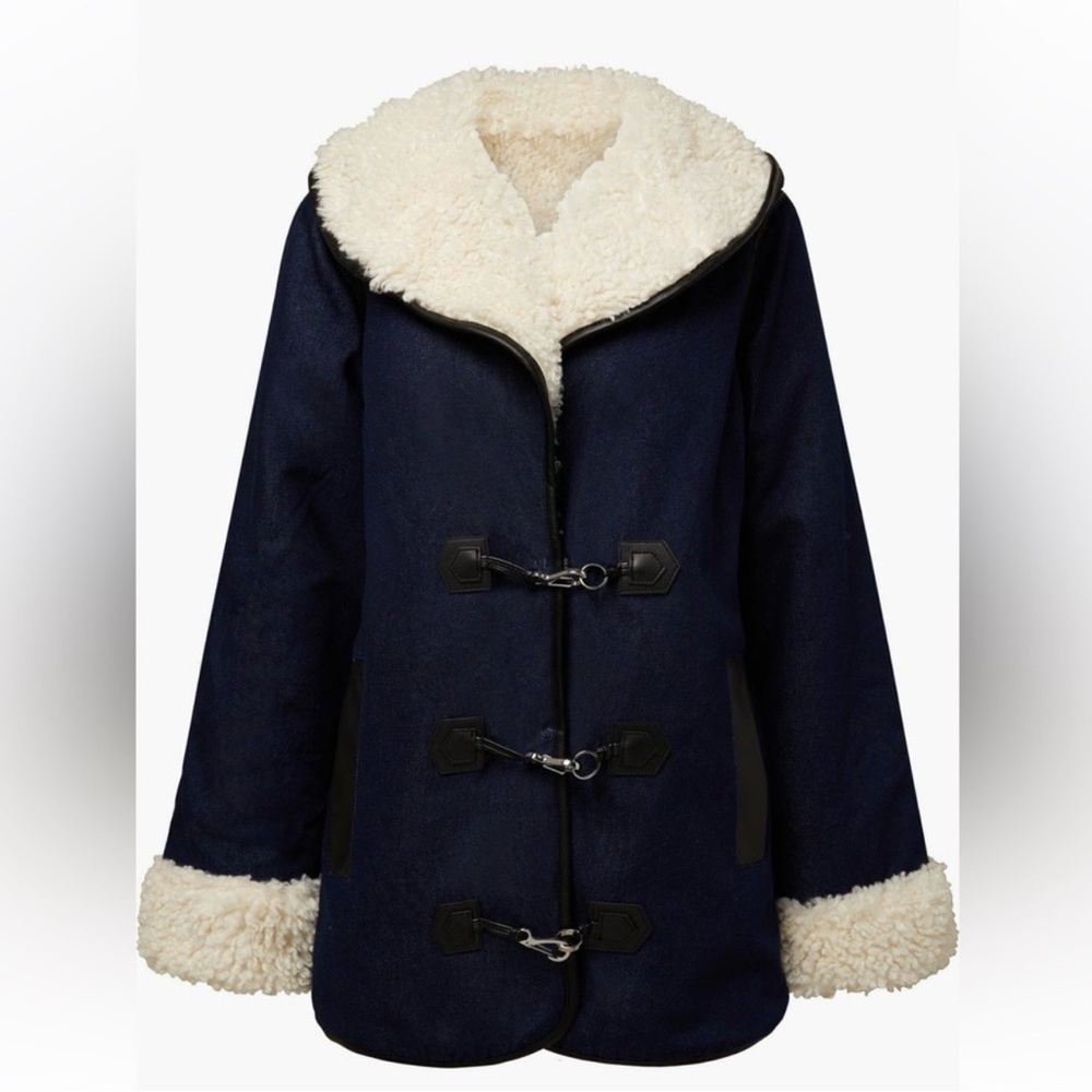 NWT WeWoreWhat Denim Coat with Shearling
